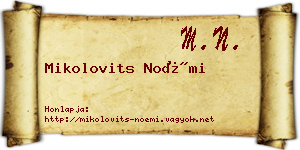 Mikolovits Noémi névjegykártya